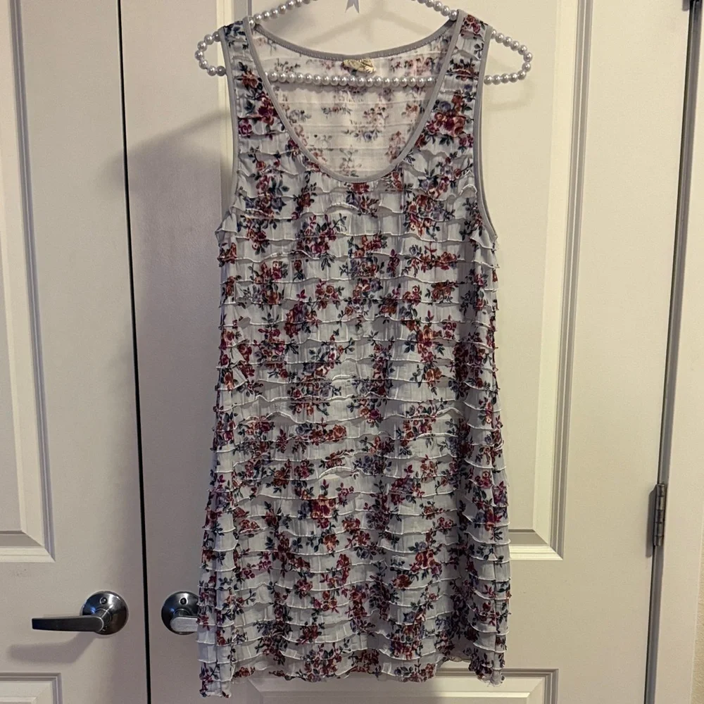 EUC Free People Floral Ruffle Mini Dress Size Large